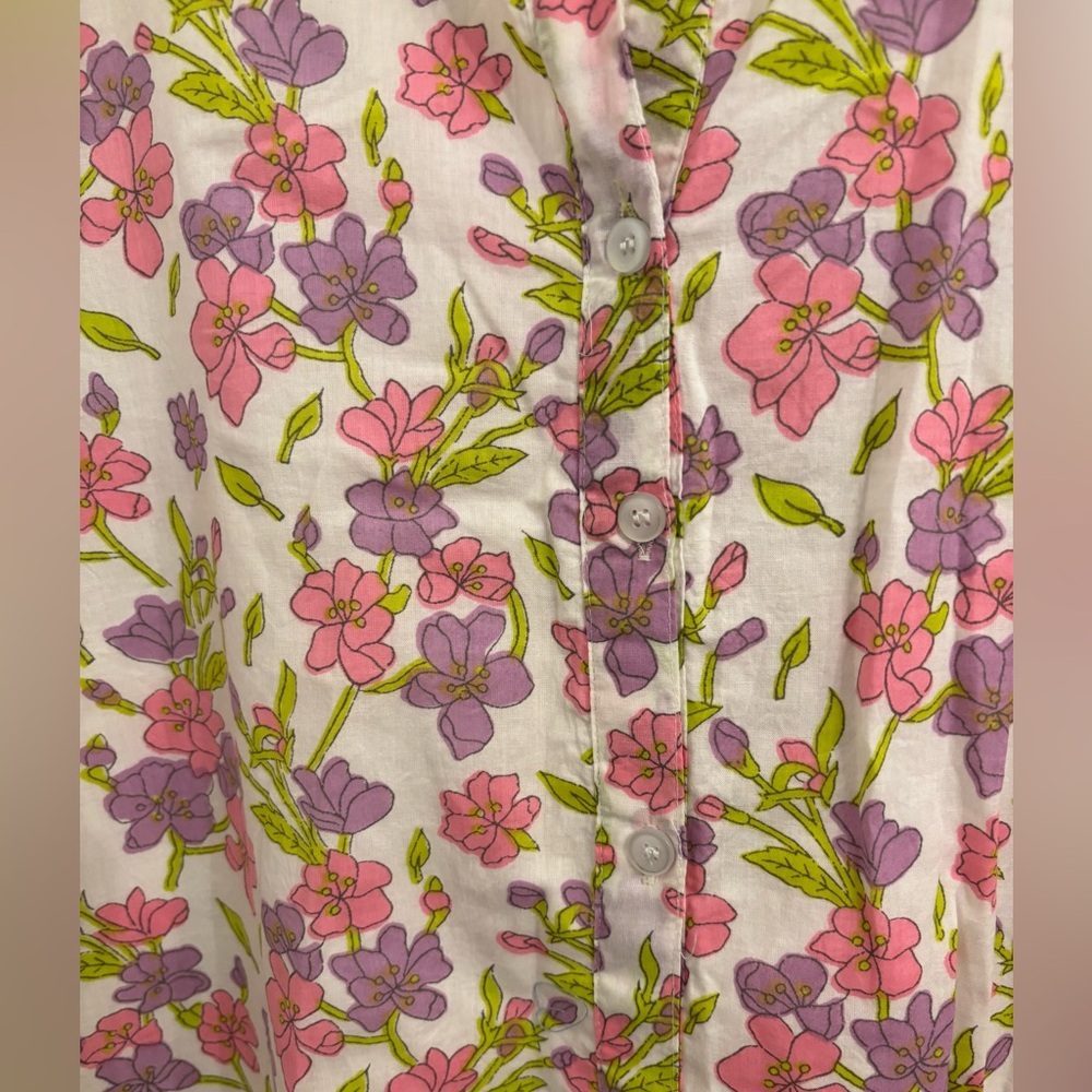 Victoria Dunn Floral Button-Front Midi Dress in Pink and Green - Picture 4 of 6